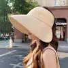 Chapéu de sol feminino de aba larga com aba vazia, chapéu de sol anti-UV envolvente para o verão, chapéu de sol de seda gelada que cobre todo o rosto