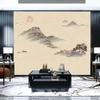 Único bordado fio de ouro paisagem sem costura pano de parede Novo estilo chinês sala de estar TV sofá fundo novo 2023