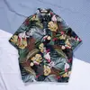 Camisa Hawaiana de Flores de Playa de Manga Corta para Hombre Holgada cec Super Fuego Estilo Puerto Retro Chaqueta Camisa Ropa de Hombre