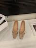 Sapatilhas de Camurça com Laço, Bico Quadrado e Salto Grosso para Mulheres 2025 Primavera e Outono Sapatos de Ballet para Festa Sapatos Franceses para o Dia a Dia