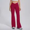 Pantalones de Nylon Mate de Pierna Ancha con Tiro Alto, Color Durazno, Levanta Glúteos, Acampanados, Sin Costuras, Secado Rápido, para Yoga, Fitness, para Mujer