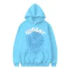 Moletom com Capuz Estilo Americano Doce-Frio Estampa de Teia de Aranha Estrela, Unissex Solto Peso Pesado High Street, Em Estoque para Atacado Transfronteiriço