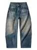Ropa de Hombre Fengshe / Nueva Moda de Calle Americana Primavera 2026 Marca Jeans Retro Holgados Estilo Guadaña Pantalones de Hombre