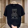 Camiseta Masculina Tendência de Manga Curta com Design de Urso em Strass, Corte Slim Gola Redonda, Moda Verão