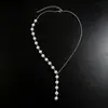 Collar asimétrico de perlas artificiales para mujer, nuevo diseño de nicho europeo y americano para primavera y verano, joyería sexy para combinar con vestidos, forma de Y
