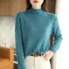 Suéter de gola alta meia suéter de malha feminino Pit Strip 2024 outono e inverno novo slim-fit moda padrão interno base camisa top