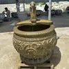 Tanque de Peces Florero Tallado en Piedra Piedra Azul Natural Carácter Fu Puerta del Tanque de Peces Mar Exterior Villa Patio Decoración Adorno para Peces