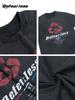 Camiseta de Manga Corta Estilo Americano Retro Lavado al Agua Estampado de Letras Antiguas Verano Moda Hombre y Mujer Marca Nueva Holgada Casual Camiseta de Pareja