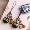 Cadena para teléfono móvil con diseño de gato de la suerte de sándalo morado, llavero de coche de loto, bonito gatito, colgante de ébano, artesanías para hombres y mujeres
