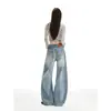 Calça Jeans Wide Leg Azul Vintage de Cintura Alta para Mulheres Altas, Estilo Americano, Emagrecimento, Solta, Fluida, Comprimento no Chão
