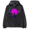 Sudadera con capucha holgada de gran tamaño con estampado de batik lavado de Naruto de animación clásica japonesa de otoño e invierno