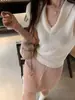 Tienda Insignia Shanghai Dan Nong/Nuevo Top de Punto Color Blanco Crudo de Verano para Mujer Versátil Delgado Fresco Top tipo Camiseta