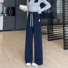 Calça Feminina de Veludo Cotelê Wide Leg 2026 Nova Outono/Inverno Slim Fit Banana Estreita Perna Reta Forrada com Lã Solta Casual Esportiva