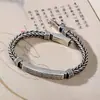 Pulsera Plateada con Broche de Patrón Retro para Hombre, Joyería Hecha a Mano Personalizada Creativa de Moda, Artículo Popular Transfronterizo