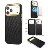 Funda para iPhone 17 Pro Denior Apple 18 Promax de Cuero Tejido Genuino Magnética Magsafe para Carga Inalámbrica