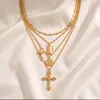 Collar con colgante de cruz de metal de diseño transfronterizo europeo y americano, collar de cadena de metal estilo hip-hop ins para hombres y mujeres