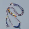 Cordón para Colgante Tejido a Mano de Xizang Trenza de Ocho Hilos Estilo Borla del Dios de la Riqueza de Cinco Vías Cuerda para Collar con Colgante de Jade Thangka
