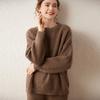 Agulha de lingote engrossado pescoço redondo cor sólida pullover camisola de caxemira feminina 2023 outono e inverno Novo top estilo preguiçoso solto