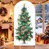 Acuarela Navideña Cubierta de Arco de Árbol de Navidad Tela de Fondo Elástica Decoración de Tela para Fiesta al Aire Libre Cubierta de Arco Personalizable