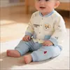 Conjunto de Bebé Otoño e Invierno Algodón Delgado Cálido Dibujos Animados Bordado con Pies Mono Térmico de Tres Capas Cálido para Bebé Pantalones y Top 73-90 #