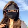 Conjunto de Máscara e Chapéu de Seda de Gelo com Proteção Solar para Mulheres, Proteção UV de Verão para Ciclismo e Direção, Máscara de Sombreamento para Rosto Inteiro