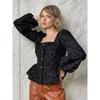 Camisa Jacquard de Alta Gama Francesa 2025 Nueva Cuadrada de Commuter Manga Abullonada Top para Mujer Ropa de Otoño para Mujer