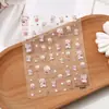 Arte de Unha de Rosa Estereoscópica Embossada Dourada Desenho Animado Adesivo para Unha Decorações de Unha Pequenos Acessórios