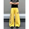 Pantalones casuales a rayas con estampado de leopardo estilo callejero americano para hombre y mujer, pantalones largos holgados para danza jazz y deportes, pantalones de chándal de pierna ancha para baile