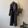Gabardina Beishan Tongshu estilo británico con cuello alto para mujer, abrigo largo holgado con cordones vintage de otoño 82625