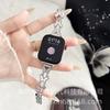 Pulseira Borboleta de Metal e Madrepérola Totalmente Cravejada Adequada para Apple 11, Huawei 11, Fit5, Gt6, Xiaomi e Pulseiras Samsung