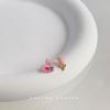 Mini pendientes de mariposa, oso y conejo de estilo japonés y coreano, con forma de corazón infantil y flor rosa para mujer.