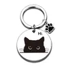 Llavero de Acero Inoxidable Gato Negro Pequeño Lindo Colgante de Gato Negro para Mochila de Estudiante Regalo para Amante de Mascotas