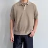 Camisa Polo Tricotada de Manga Curta para Homens com Design Falso de Duas Peças, Gola Henley Seagull, Estilo Old Money, Atacado de Fábrica Transfronteiriço de Verão