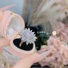 Anillo camelia Sena luz aguamarina femenino Vintage chapado en oro micro incrustado circón flor anillo de ensueño