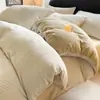 Juego de Ropa de Cama Simple de Vellón de Leche de Cuatro Piezas Invierno Coral Franela Funda Nórdica Sábana 2026 Nuevo Juego de Tres Piezas