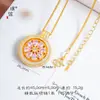 Acessório DIY no mesmo estilo da Loja Antiga Puzuo, colar com pingente de bússola de girassol cravejado de diamantes coloridos, corrente para clavícula giratória para mulheres