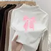 Nova Camiseta Térmica de Manga Longa para Meninas Outono e Inverno, Top Tendência Estilo Coreano com Babados e Gola Alta para Crianças Maiores