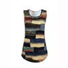 Ropa de Tallas Grandes para Mujer de Primavera y Verano Estilo Europeo y Americano Transfronterizo Sitio Independiente de Amazon Nueva Camiseta sin Mangas Casual Estampada Holgada con Cuello en U para Mujer