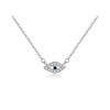 Andywen Plata de Ley S925 Colgante Ojo Azul Clásico Collar Largo Joyería para Mujer Nuevo Circonita Fina