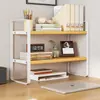Estante de almacenamiento de escritorio para uso doméstico, estante de almacenamiento de oficina, estante de almacenamiento de cocina de dos niveles, estantería de hierro de doble capa, estante elevado de tres niveles