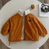 Roupa de Algodão Infantil 2025 Inverno Jaqueta Infantil de Zíper com Forro de Lã de Coração de Desenho Animado para Meninos e Meninas, Jaqueta Infantil e para Crianças Pequenas