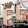 Caja de Almacenamiento Giratoria a Prueba de Polvo para Polvera de Escritorio Estante de Almacenamiento para Tocador Tubo de Almacenamiento para Esponjas de Maquillaje Almohadillas Labiales Pinceles de Maquillaje