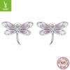 Pendientes de plata Ziyun original plata 925 Niña Libélula rosa pequeños exquisitos pendientes estilo pastoral SCE1414