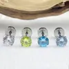 Astmf-136 Aleación de Titanio Redondo Pastel Rosca Externa Zirconia Pendientes G23 Titanio Rosca Interna Zirconia Pendientes Joyería Cabeza