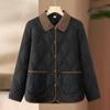 Jaqueta de Algodão Estilo Pequeno Chanel Outono/Inverno 2025 para Mulheres com Gola Reversível, Acolchoada Color-Blocking Fashionável Leve Curta Solta Casaco de Algodão