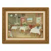 Pintura a Óleo Estilo Europeu Frutaria Natureza Morta Moldura Dourada Vintage Arte de Parede Decorativa para Sala de Jantar, Sala de Estar ou Hall de Entrada
