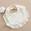 Toalha de Saliva para Bebê Estilo Ins Tipo A Gaze de Seis Camadas Algodão Puro Babador em Forma de U com Bordas Franzidas Toalha Anti-Regurgito para Bebê