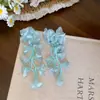 Pendientes de Borla de Flor de Acrílico en Chifón de Aguja Plateada, Estilo Moderno y Fresco, Pendientes Versátiles y Elegantes para Mujer