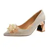 B70-5 Zapatos de Novia Nuevos Zapatos de Boda Corte Bajo Punta Fina Zapatos de Cristal Vestido de Novia Principal Tacones Altos Cómodos Tacón Ancho 32-43