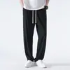 Pantalones Casuales de Seda de Hielo Finos y Sueltos de Verano para Hombre, Pantalones Deportivos Transpirables de Secado Rápido de Moda, Pantalones Largos de Pierna Ancha a la Moda para Hombre